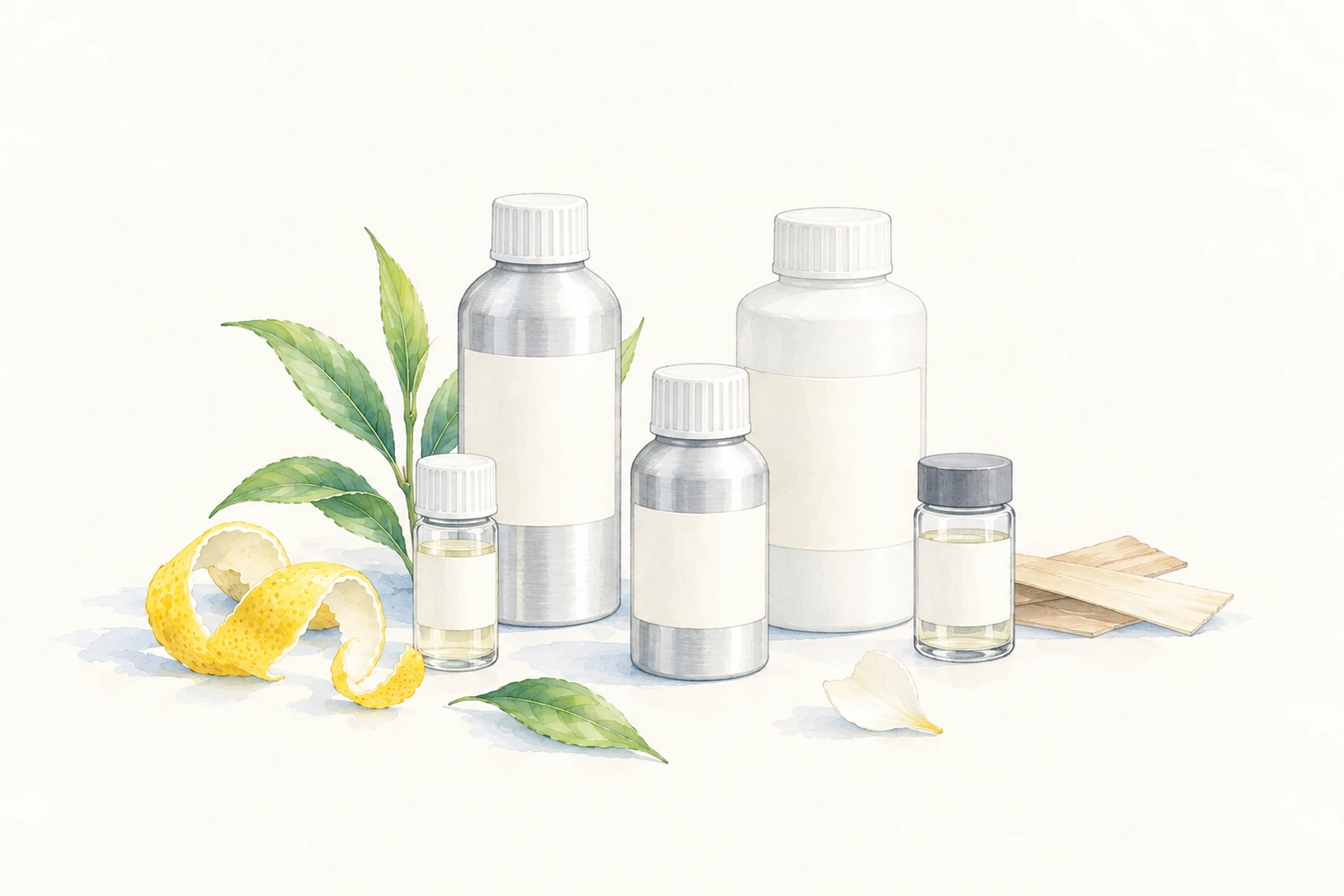 Commercial fragrance oil bottles